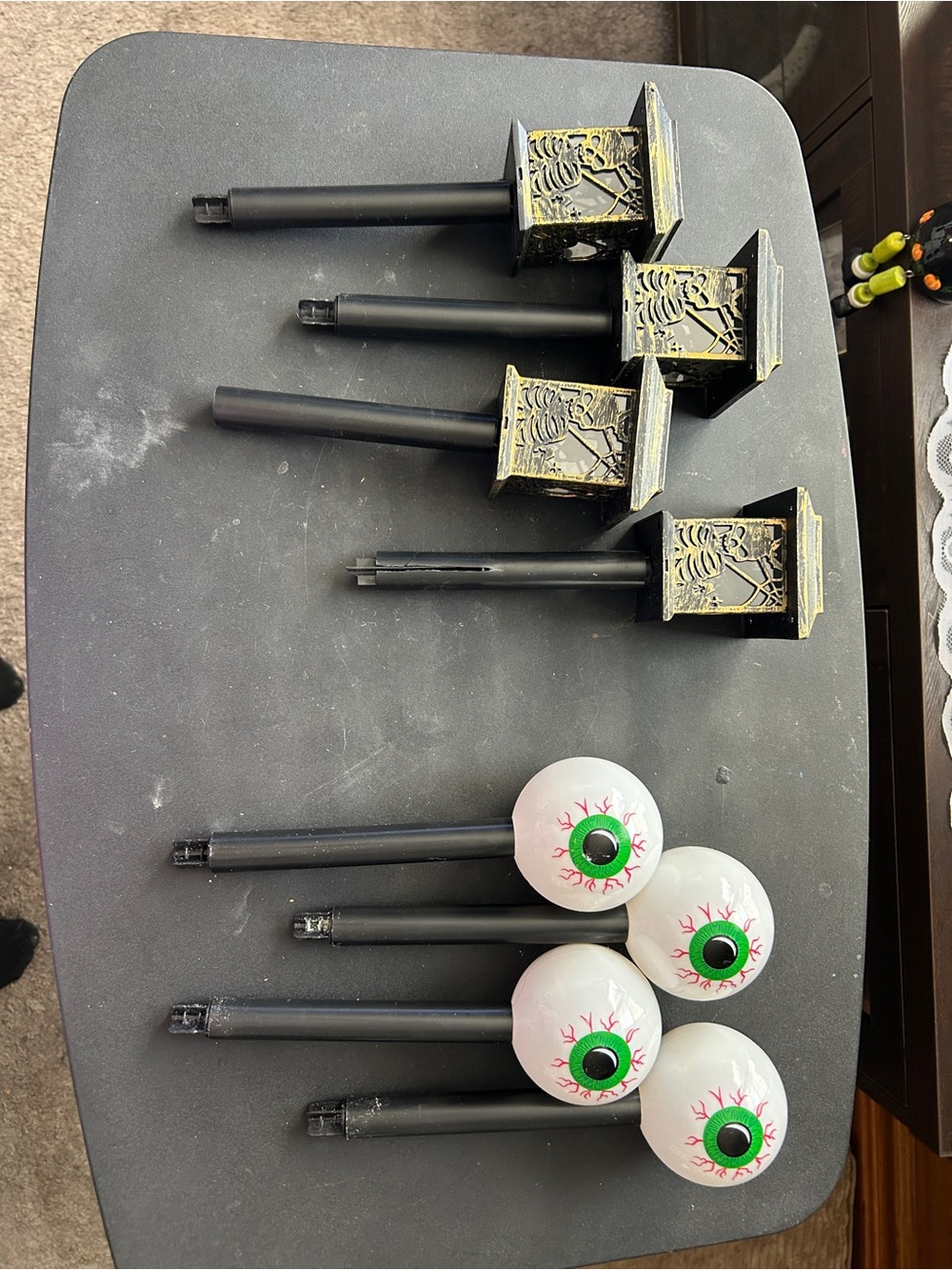 Halloween Garden Stake Lights with Black and White Eyeball Accents